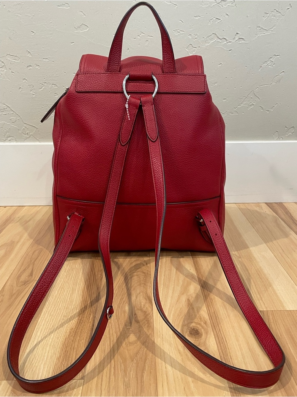 Coach EUC Red Pebble Leather Turnlock Backpack with stud pocket detail. ♥️ - Picture 3 of 16